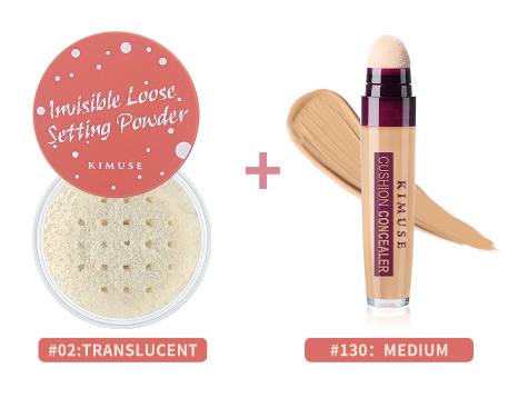 KIMUSE Waterproof Oil Control Loose Powder + 4 Color Natural Coverage Cushion Concealer Makeup Set