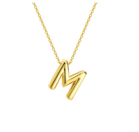 Meaeguet Initial Necklace for Women Girls,Dainty Gold Balloon Bubble Letter Necklace Layered Necklaces Puffy Name Personalized M