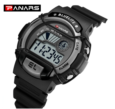 SYNOKE Men's Watch Fashion Digital Waterproof 50M LED Electronic Alarm Shockproof Watch BLACK