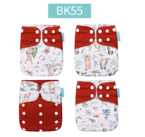 Happyflute 2023 Baby Reborn 4pcs set Washable Eco-friendly Baby Cloth Diaper Ecological Adjustable Nappy Reusable Diaper SET37