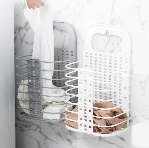 Foldable Dirty Clothes Hamper Folding Laundry Bag Wall-mounted Collapsible Laundry Basket