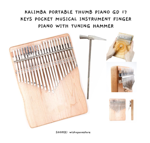 KALIMBA PORTABLE THUMB PIANO GD 17 Keys Pocket Musical Instrument Finger Piano with Tuning Hammer