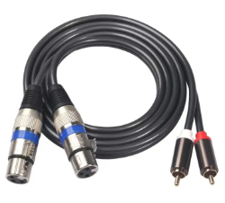1.5m 4.9ft Copper Dual XLR Female to RCA Male Jack Connector Audio Signal Splitter Patch Cable for Microphone Mixer