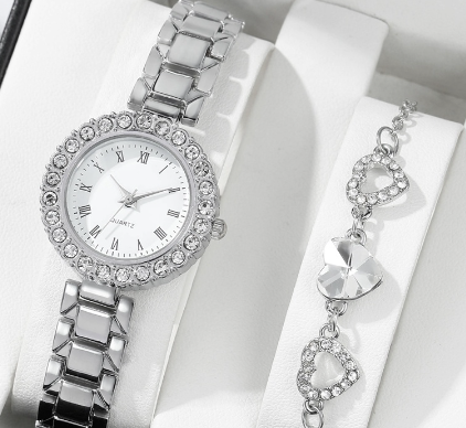Original Waterproof Silver Steel Strap Watch for Women with Bracelet