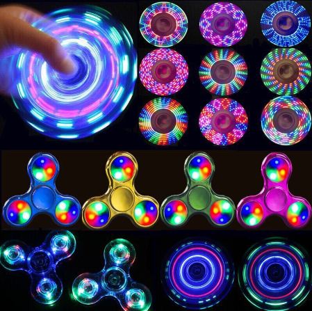 Children's Toys Gyroscope Glowing LED Light Fidget Spinner Hand-cranked Top Luminous Decompression