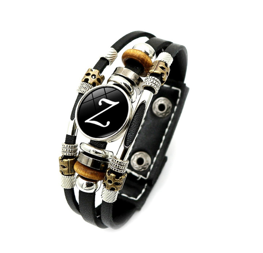 Fashion 26 Letter Leather Bracelets Multilayer A-Z Name Initials Bracelet For Men Women Wrist Accessories Jewelry Birthday Gifts Z
