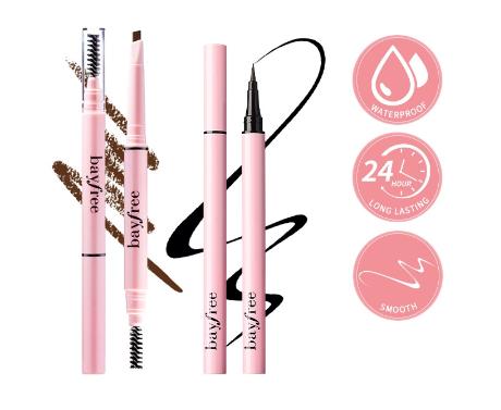 Bayfree 2 Pcs/ Set Liquid Eyeliner Double Triangle Definer Eyebrow Pencil Long Lasting Super Waterproof