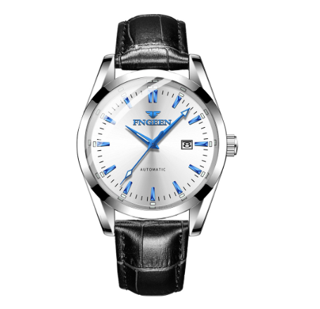 FNGEEN 6612-1 Men's Automatic Mechanical Watch   LEATHER WHITE