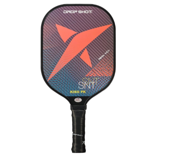 Drop Shot Kibo – Pickleball Racket with Shock Absorption, Great Control and Power – Professional Paddle (Orange and Blue)