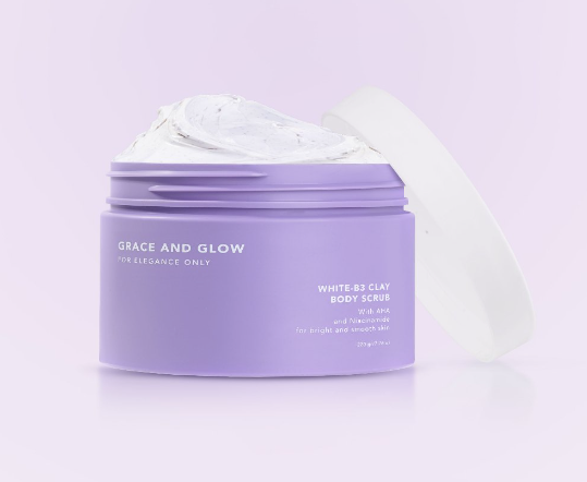 Grace and Glow White-B3 Clay Body Scrub Mask - For Bright and Smooth Skin Luxurious Fragrance