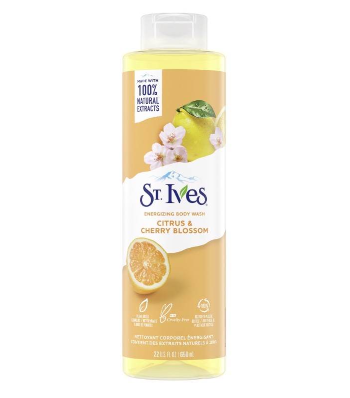 ST. IVES Energizing Body Wash Citrus & Cherry Blossom 100percent Natural Exfoliants 22OZ Buy 1 Take 1