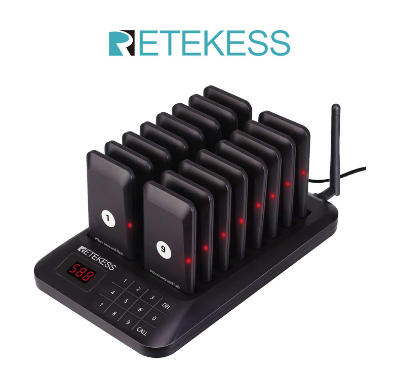 Retekess Restaurant Pager Calling System with 16 Pager Receivers for Clinic Food Truck TD157