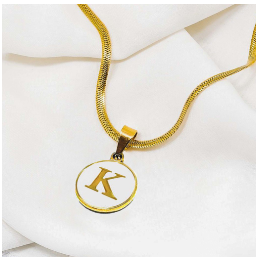 Laj 18k Gold Stainless Steel Initial Necklace SLP07  with LX873D NoFreeBox K