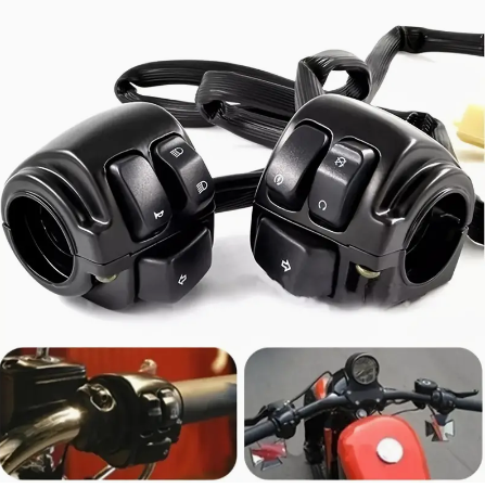 Pair Motorcycle 1" 25mm Handlebar Control Switches Chrome + Wiring Harness For Softail 1996-2012 Dyna Sportster 883 1200 XL V-rod