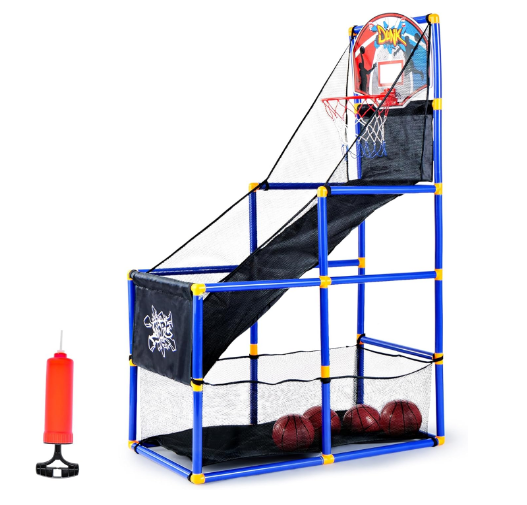 JOYIN Arcade Basketball Game Set with 4 Balls and Hoop for Kids 3 to 12 Years Old Indoor Outdoor Sport Play - Easy Set Up - Air Pump Included - Ideal for Competition