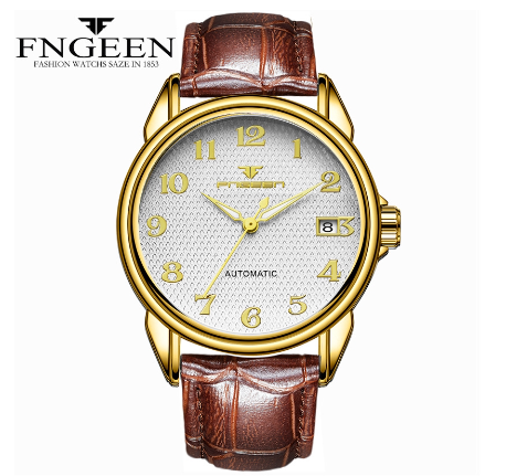 FNGEEN 6608 Men's Automatic Mechanical Watch  GOLD WHITE