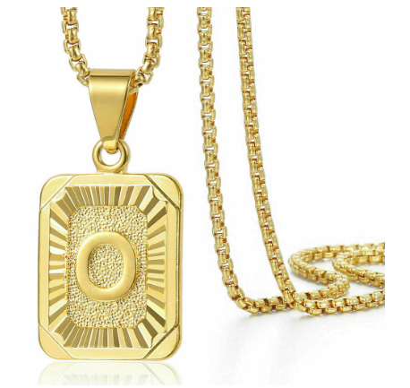 26 Letter Necklace Initial Pendant Men Women Fashion New Gold Plated Silver Plated Box Chain 22 Inch Factory Wholesale O
