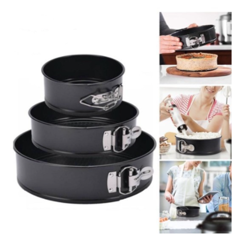 3Pcs Round Cake Molder Baking Pan Removable Bottom Nonstick Bento Cake Pan