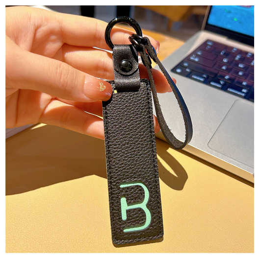 Creative PU Leather Letter Keychains Fashion Colorful Square Alphabet Keyrings Car Key Holder Accessories Bag Ornament Gifts B