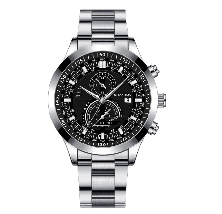 Men's Quartz Business Wacthes Stainless Steel Waterproof Sport Date Watch Men Relo Ng Kalalakihan Wristwatch SILVER BLACK