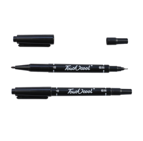 SeamiArt 1pc Dual-Tip Permanent Oily Ink Marker Pen Black Color Waterproof Hook Line Drawing Pen