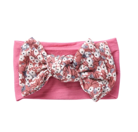 New Chiffon Bow Print Children's Knotted Headband Baby High Elasticity Super Soft Baby Headband HB5