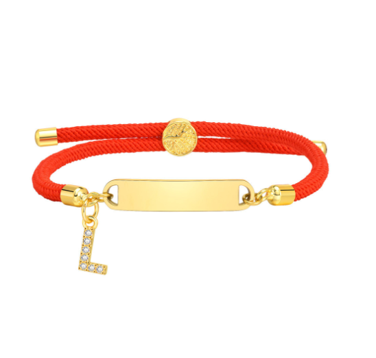 Vnox Custom Initial Letter Name Baby Bracelet Personalized Newborn Child Birth Gift Red Thread Rope Bracelet Adjustable Handchain L