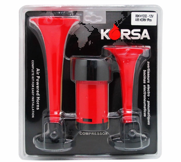Korsa 80KH1202-12V Air Powered Twin Horn (Red)