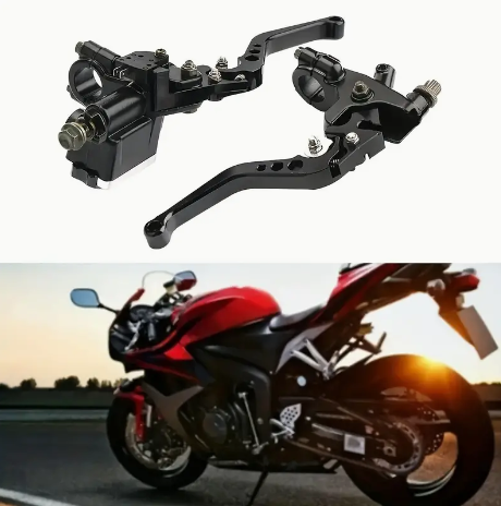 Motorcycle Brake Master Cylinder and Clutch Lever Set, Universal Aluminum Alloy Handlebar Control Levers with Mirror Holder and Power Off Switch, Compatible with YP-156 Models (1 Pair)