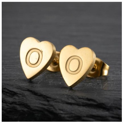 Stainless Steel Cute Small Tiny Heart Initial English Letter Stud Earrings For Women Gold Color Alphabet Jewelry Birthday Gift O