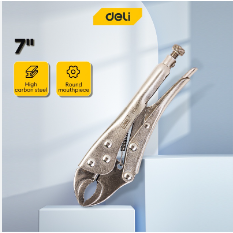 Deli 7" Round Jaw Locking Pliers Vise Grip Round Locking Pliers EDL2001-7