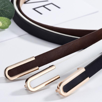 Women‘s Belt Golden U-shaped Buckle Style