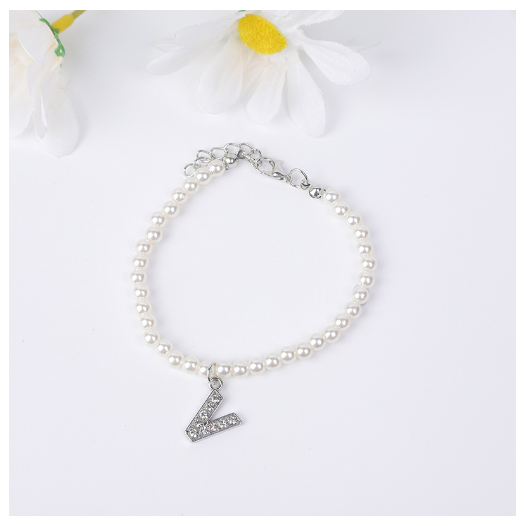26 Letters Alphabet Initials Pearl Beaded Bracelet Bangle Women Jewelry Gift New