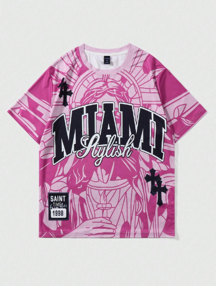 ROMWE Street Life Men's Slogan Printed Short Sleeve Tee, Suitable For Daily Wear In Spring And Summer