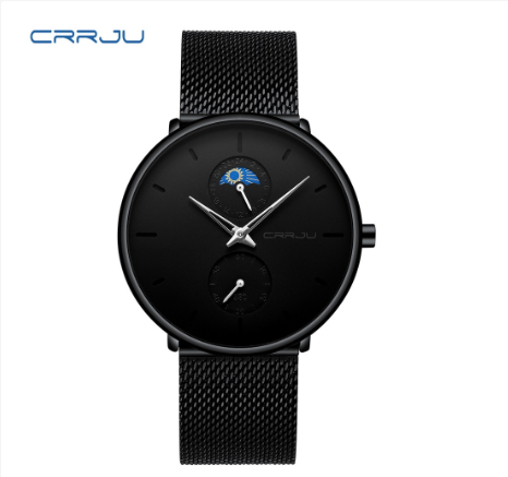 CRRJU Men's Watch Original Brand Multifunctional Fashion Business Analog Quartz Stainless Steel Waterproof 2263 X M011