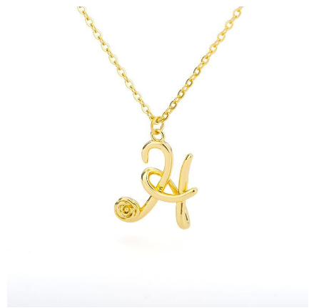 Dainty Gold Letter Necklace Tiny 26 Capital A-Z Pendant Choker Necklace,Cute Personalized Name Necklace Gold Jewelry Necklace H