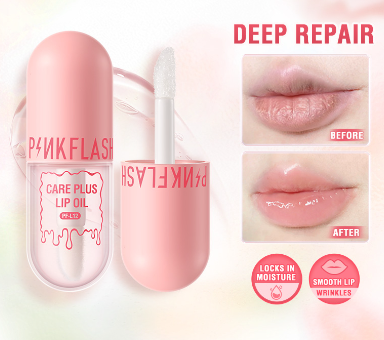 PINKFLASH Lip Oil Natural Ingredients Moisturizing Moisturizing Repair Lips Waterproof 2-in-1 Lipstick