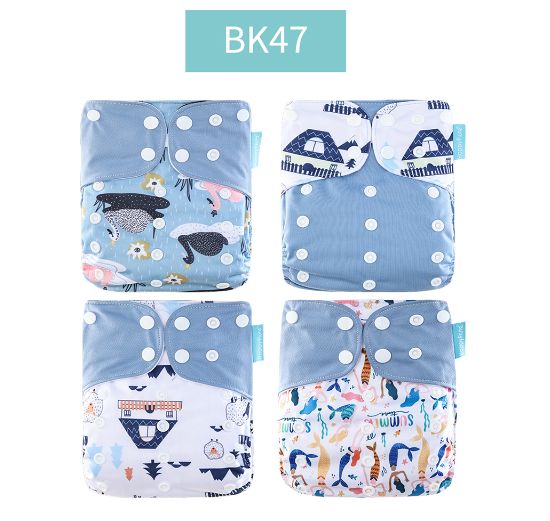 Happyflute 2023 4pcs set Washable Eco-friendly Baby Cloth Diaper Ecological Adjustable Nappy Reusable Diaper Fit 0-2year 3-15kg 015