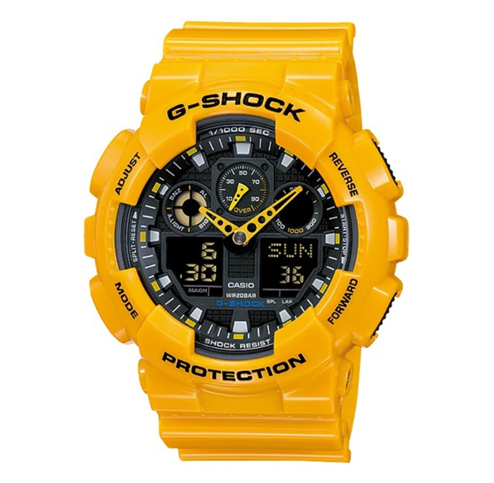 Casio G-Shock Standard Analog-Digital Yellow Resin Digital Watch For Men CGA-100A-9AHDR