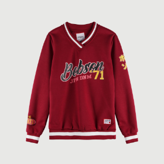 Bobson Japanese Ladies Basic V-Neck Long Sleeve Sweatshirt For Women Jacket Regular Fit 42894 (Red)