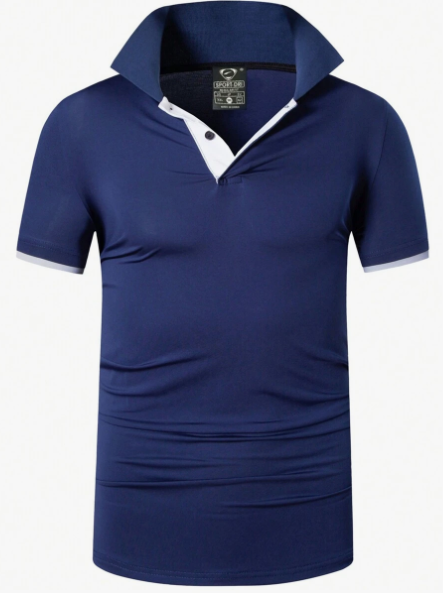 1pc Men's Navy Blue Sports Polo Paul Shirt T-Shirt, Quick Dry & Fit For Tennis, Badminton, Golf, Bowling, Etc (Model: 322)