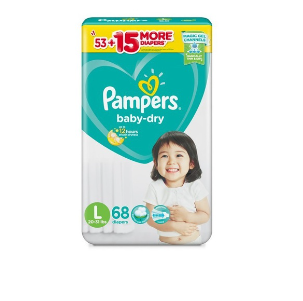 Pampers Baby Dry Taped Diapers Large 68's