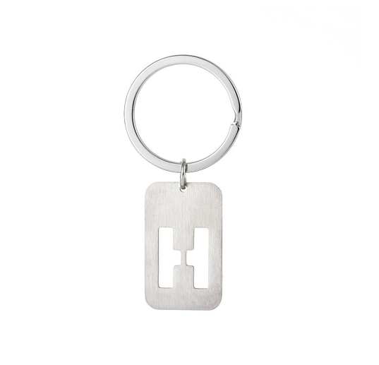 1Pcs Simple Stainless Steel 26 Letter Keychains Fashion Sliver Color Initials Keyrings Handbag Charms Ornaments Souvenir Gifts H
