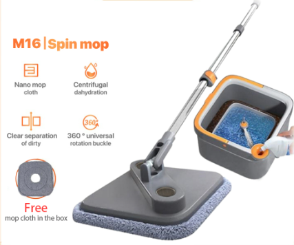 Joybos Self Wash Spin Mop M16 Spinner Flat 360 Rotating Cleaner With Turbo Flushing Bucket