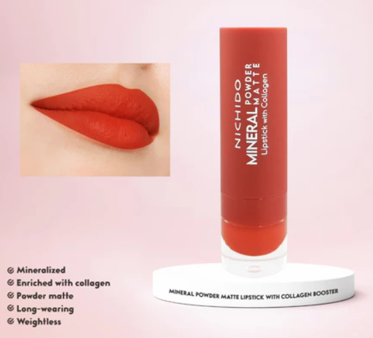 NICHIDO Mineral Powder Matte Lipstick With Collagen Booster - Love On Fire