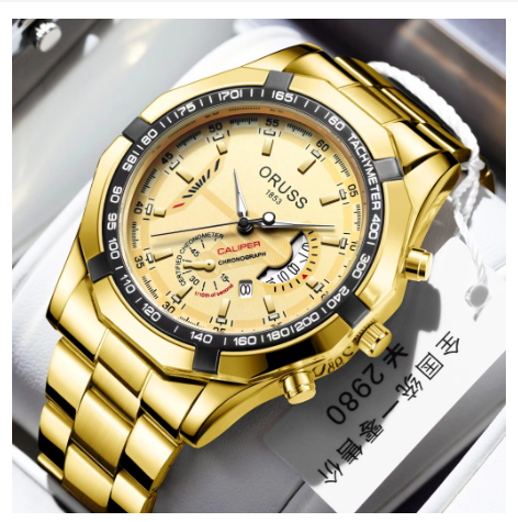 Original ORUSS Men's Stainless Steel Waterproof Luxury Fashion Business Watch Automatic Quartz Wrist Men M2
