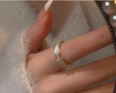 MONIKO Original Design White H-shape Opening Ring Adjustable Women Fashion Jewelry Accessories