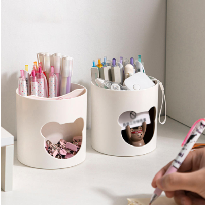 Bear Pen Holder Cute Creative Students Desktop Accessories Plastic Organizer Office Goodies Stationery