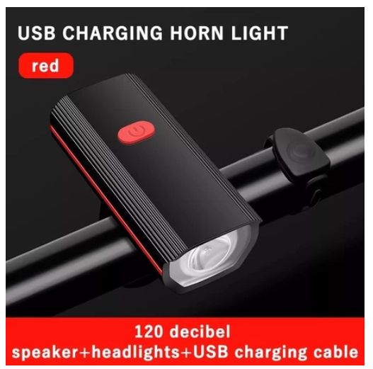 Bike Light with Horn USB Rechargeabl Waterproof Multi-mode Night Light for Mountain Bike Flashlight B4