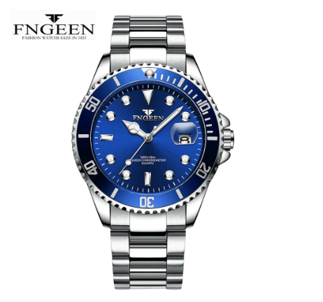 FNGEEN S925 Men's Quartz Watch SILVER BLUE